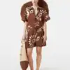 Scotch & Soda Linen Utility Playsuit, Inky sun brown