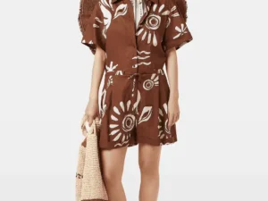 Scotch & Soda Linen Utility Playsuit, Inky sun brown