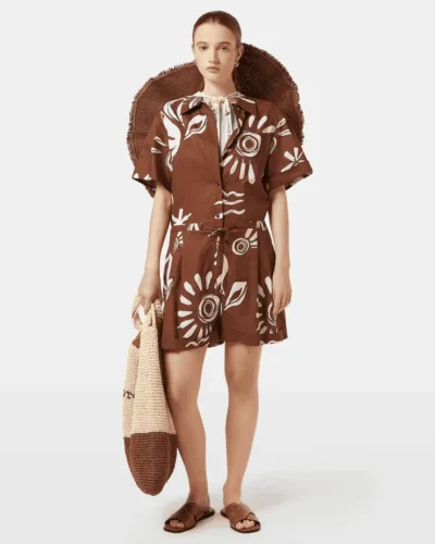 Scotch & Soda UFN00625M, Linen Utility Playsuit, Inky sun brown