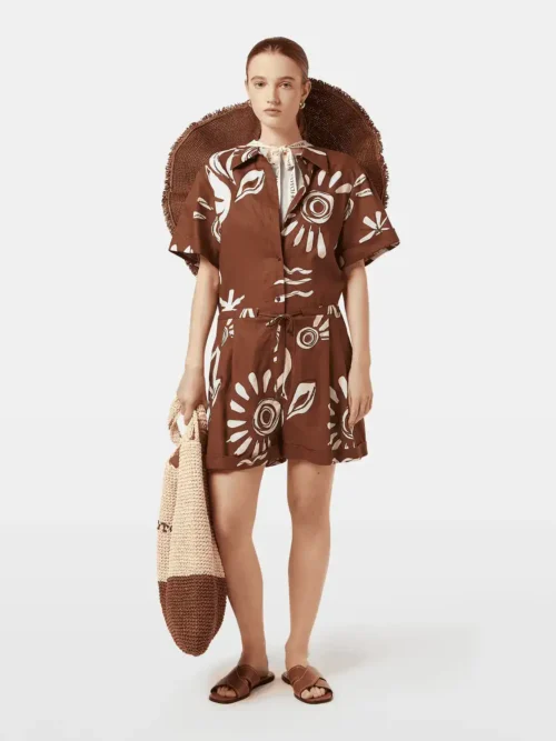 Scotch & Soda UFN00625M, Linen Utility Playsuit, Inky sun brown