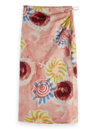 Alternative view of Scotch & Soda UFS00722M, Linen blend printed wrap skirt, Abstract sun pink