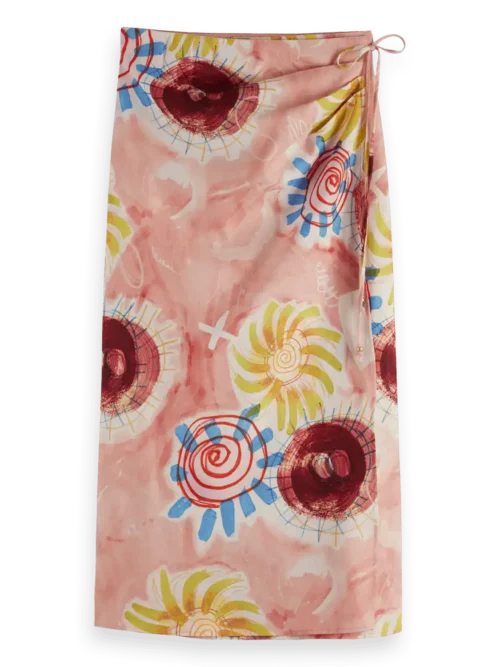 Alternative view of Scotch & Soda UFS00722M, Linen blend printed wrap skirt, Abstract sun pink