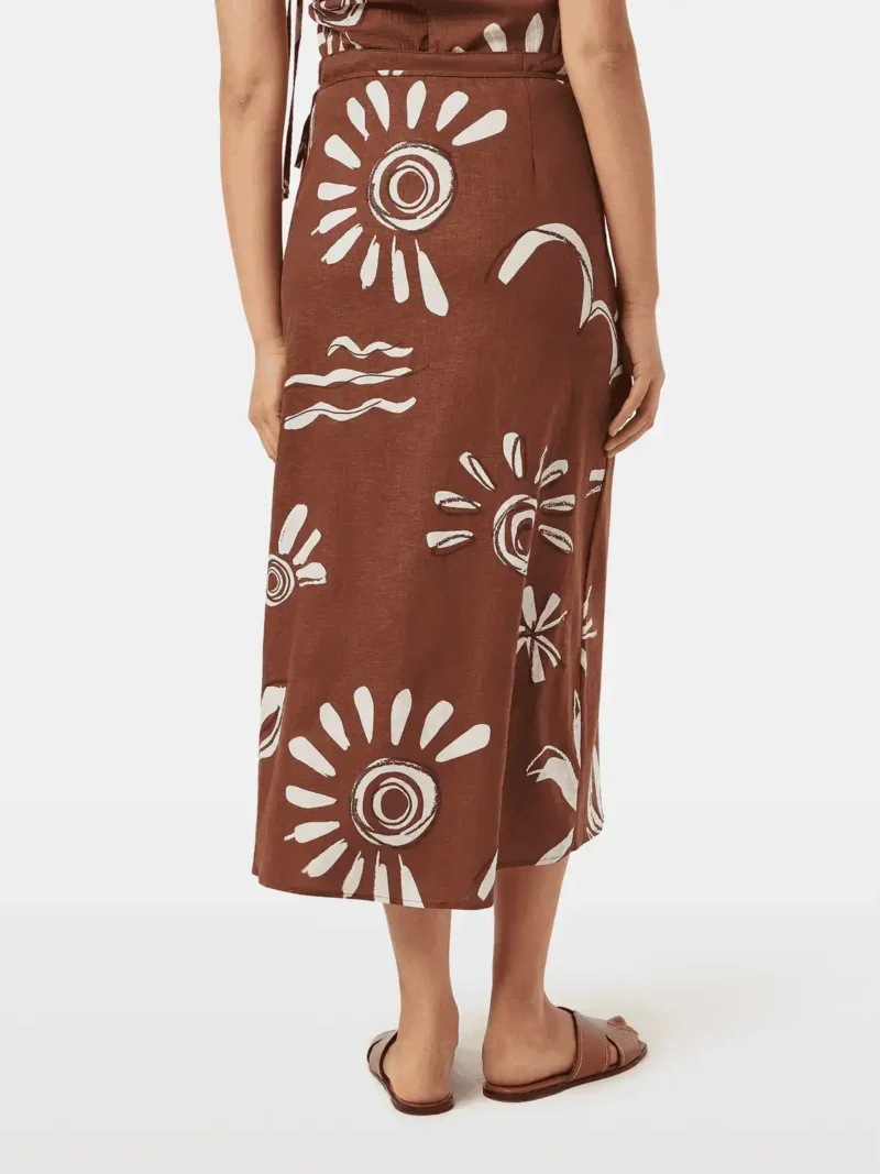 Scotch & Soda UFS00722M, Linen blend printed wrap skirt, Inky sun brown - Image 5