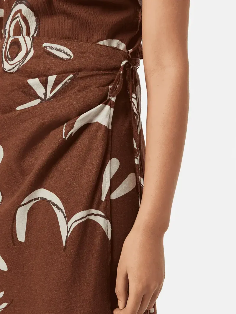 Scotch & Soda UFS00722M, Linen blend printed wrap skirt, Inky sun brown - Image 4