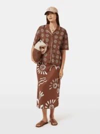 Alternative view of Scotch & Soda UFS00722M, Linen blend printed wrap skirt, Inky sun brown