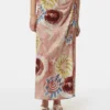 Scotch & Soda Linen blend printed wrap skirt, Abstract sun pink
