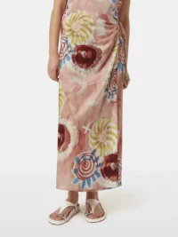 Scotch & Soda UFS00722M, Linen blend printed wrap skirt, Abstract sun pink