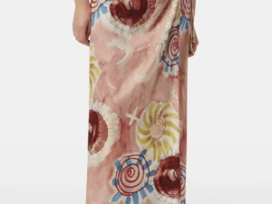 Scotch & Soda Linen blend printed wrap skirt, Abstract sun pink