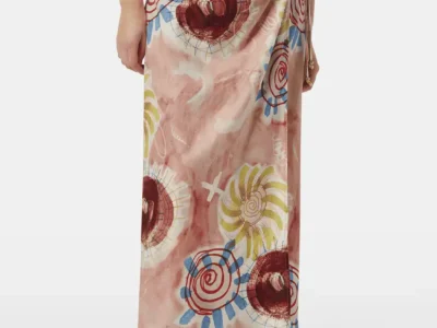 Scotch & Soda Linen blend printed wrap skirt, Abstract sun pink