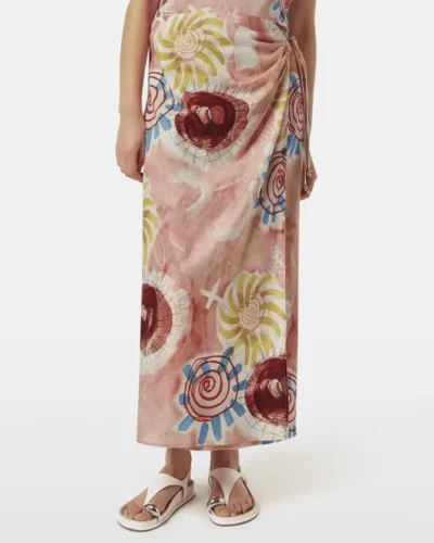 Scotch & Soda UFS00722M, Linen blend printed wrap skirt, Abstract sun pink