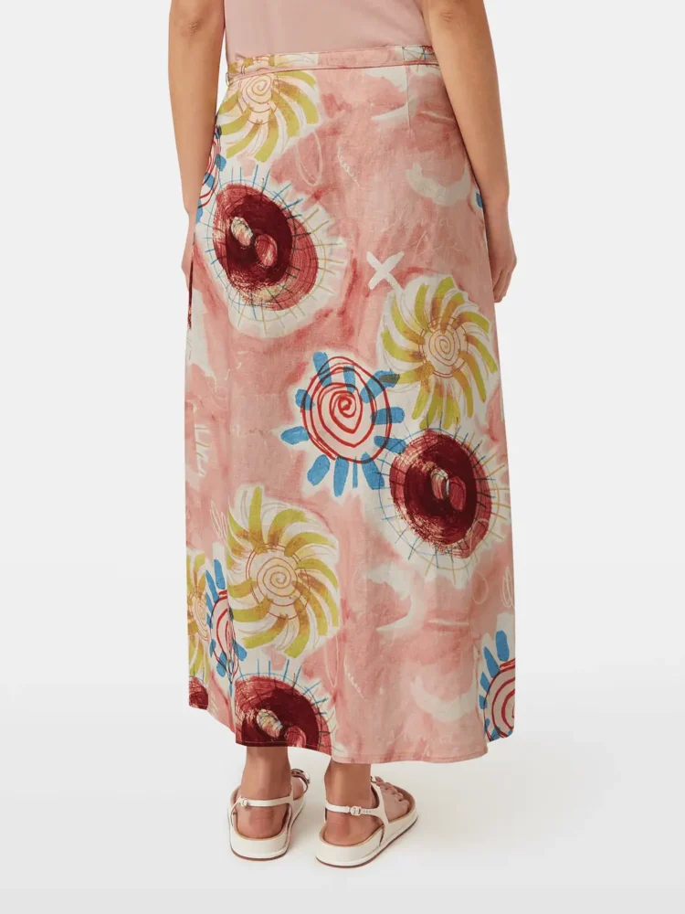 Scotch & Soda Linen blend printed wrap skirt, Abstract sun pink - Image 5