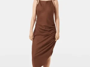 Scotch & Soda Linen viscose printed mini dress Cold brew