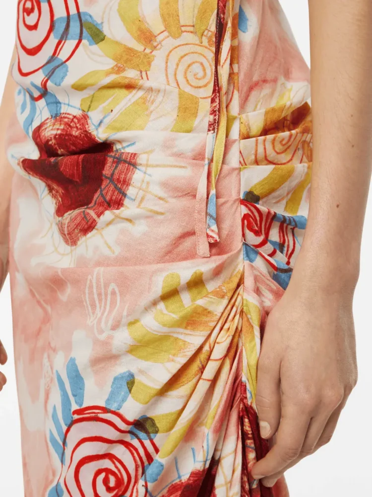 Scotch & Soda Linen viscose printed mini dress Abstract sun pink - Image 4