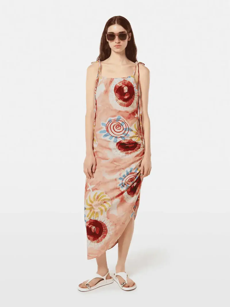 Scotch & Soda UFU00615T, Linen viscose printed mini dress Abstract sun pink