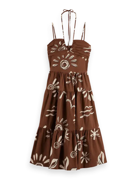 Scotch & Soda UFU00617T, cotton seersucker midi dress Inky sun brown - Image 5