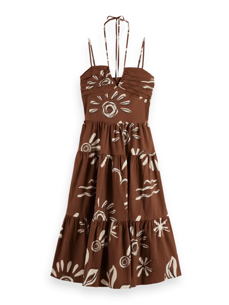 Scotch & Soda cotton seersucker midi dress Inky sun brown - Image 5