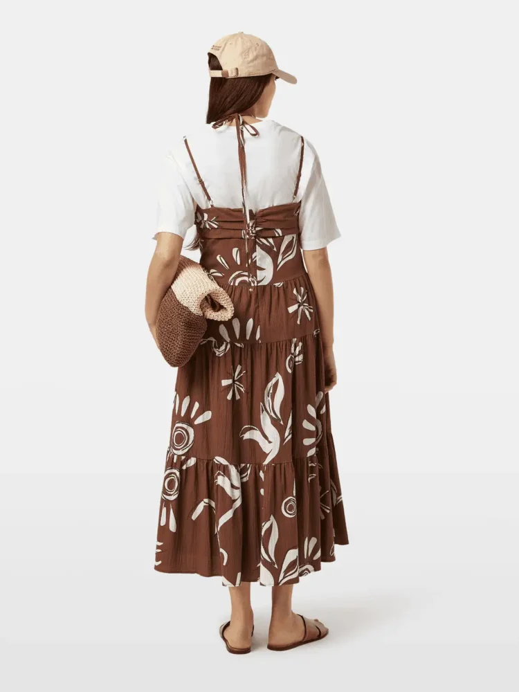Scotch & Soda cotton seersucker midi dress Inky sun brown - Image 3