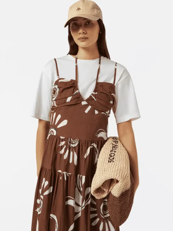 Scotch & Soda UFU00617T, cotton seersucker midi dress Inky sun brown