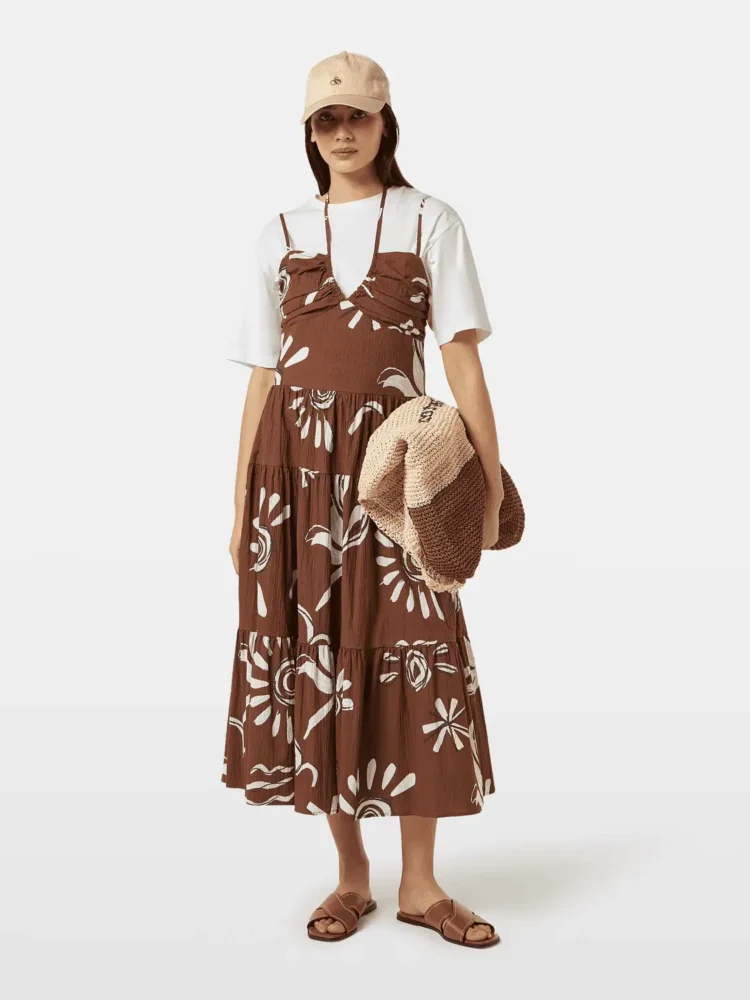Scotch & Soda cotton seersucker midi dress Inky sun brown - Image 2