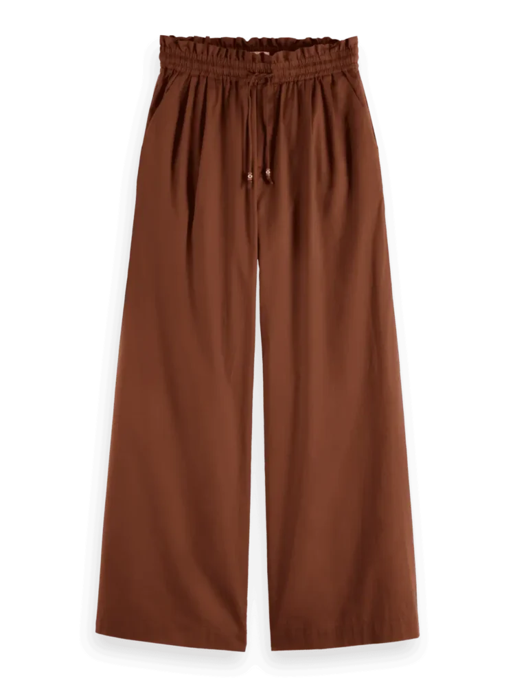 Scotch & Soda Cotton voile high-rise wide-leg pull on pants, Cold brew - Image 3