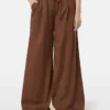 Scotch & Soda Cotton voile high-rise wide-leg pull on pants, Cold brew