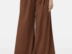 Scotch & Soda Cotton voile high-rise wide-leg pull on pants, Cold brew