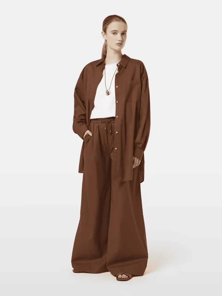 Scotch & Soda Cotton voile high-rise wide-leg pull on pants, Cold brew - Image 2