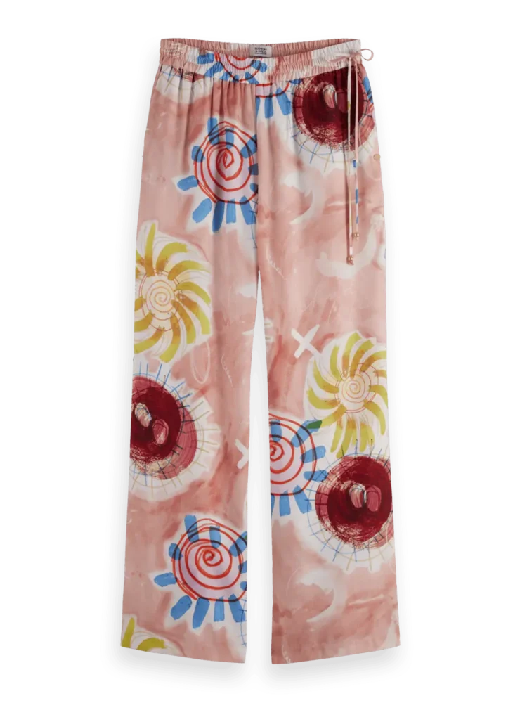 Scotch & Soda Gia - Mid rise wide leg elasticated trousers Abstract sun pink - Image 5