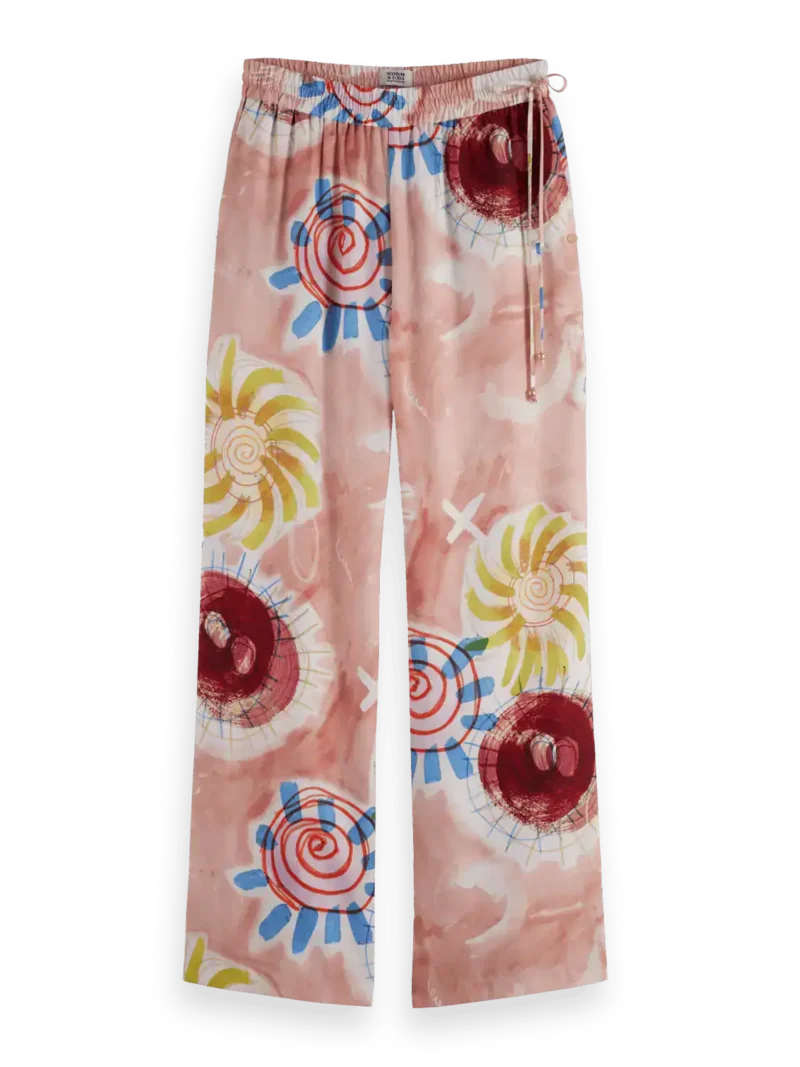 Scotch & Soda ULH00595F, Gia - Mid rise wide leg elasticated trousers Abstract sun pink - Image 5