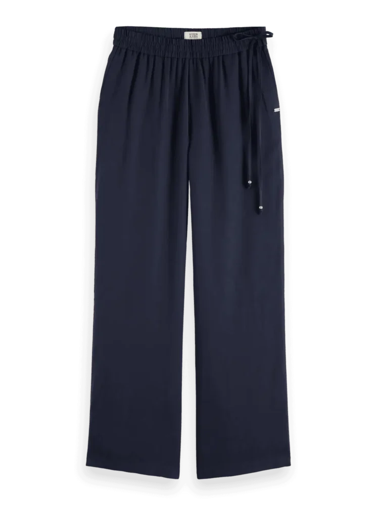 Scotch & Soda Gia - Mid rise wide leg elasticated trousers Midnight blue - Image 5