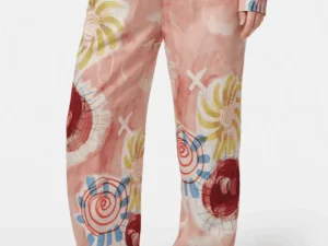 Scotch & Soda Gia - Mid rise wide leg elasticated trousers Abstract sun pink