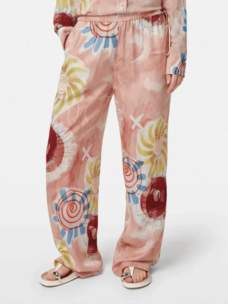 Scotch & Soda ULH00595F, Gia - Mid rise wide leg elasticated trousers Abstract sun pink