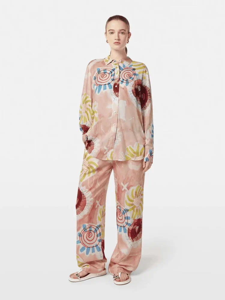 Scotch & Soda Gia - Mid rise wide leg elasticated trousers Abstract sun pink - Image 2