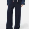 Scotch & Soda Gia - Mid rise wide leg elasticated trousers Midnight blue