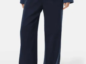 Scotch & Soda Gia - Mid rise wide leg elasticated trousers Midnight blue