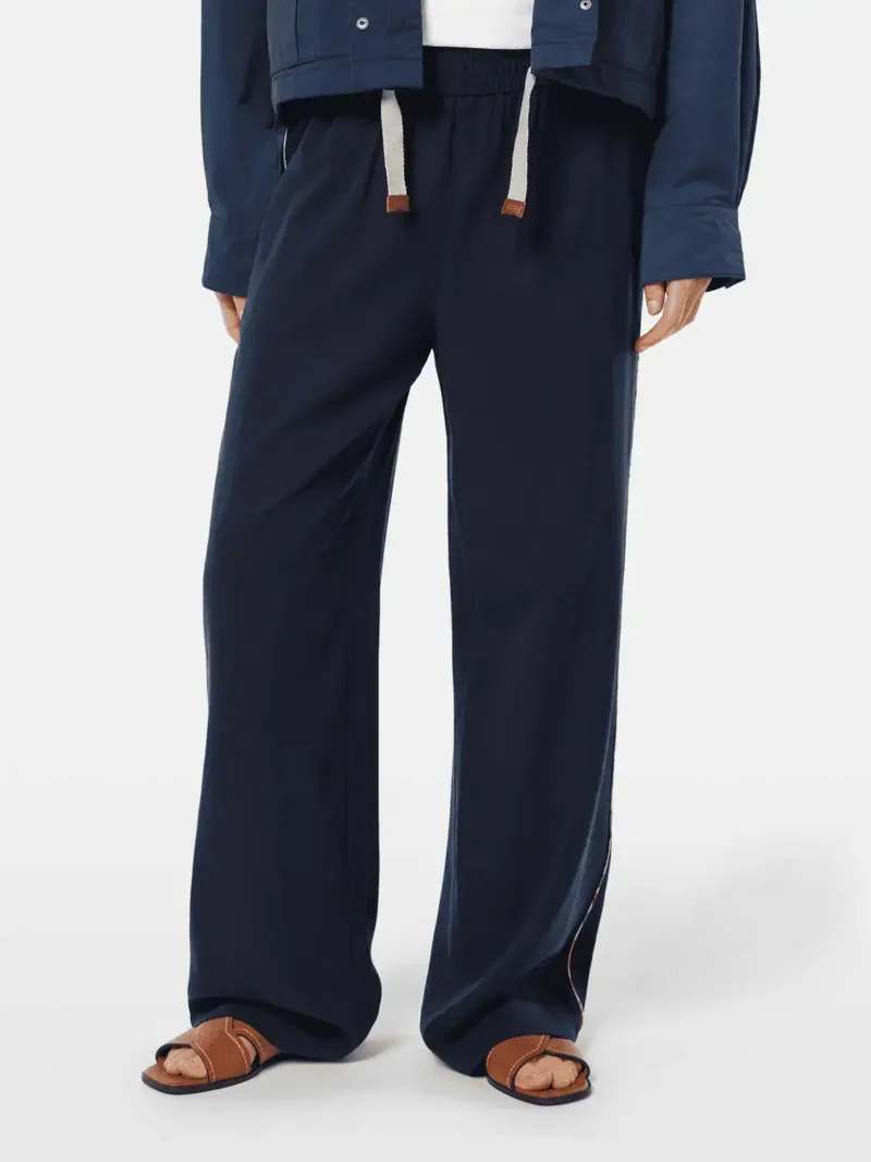 Scotch & Soda ULH00595F, Gia - Mid rise wide leg elasticated trousers Midnight blue