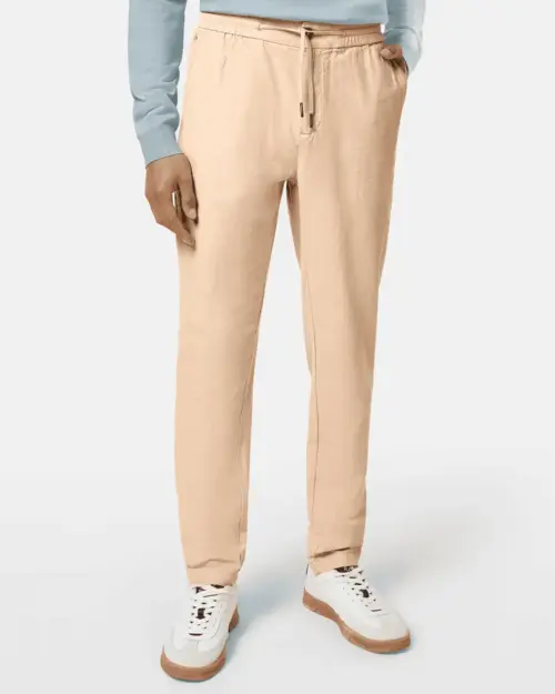 179979 Scotch & Soda  Warren - Cotton / Linen twill jogger, Soft Camel