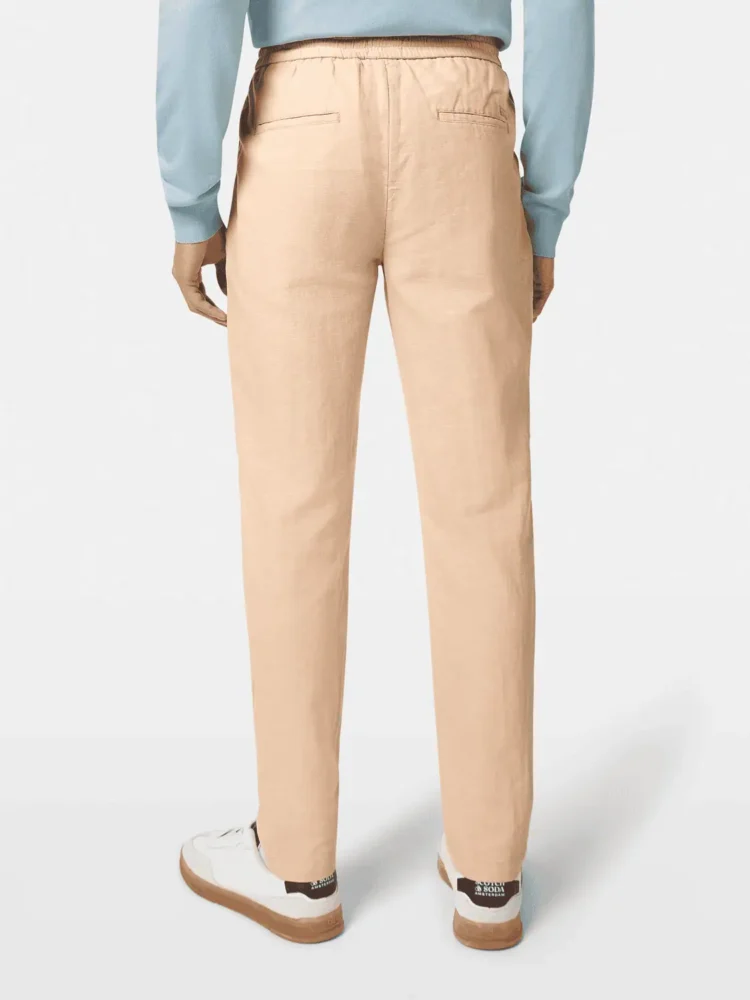 Scotch & Soda 179979 Warren - Cotton / Linen twill jogger, Soft Camel - Image 4