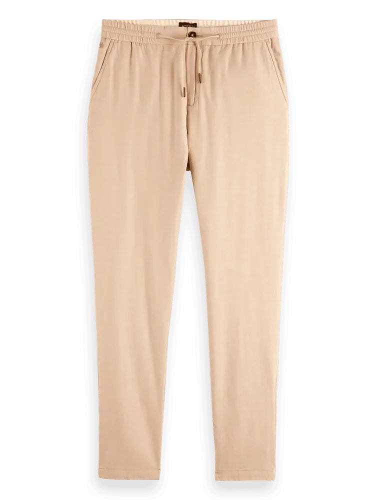 Scotch & Soda 179979 Warren - Cotton / Linen twill jogger, Soft Camel - Image 3