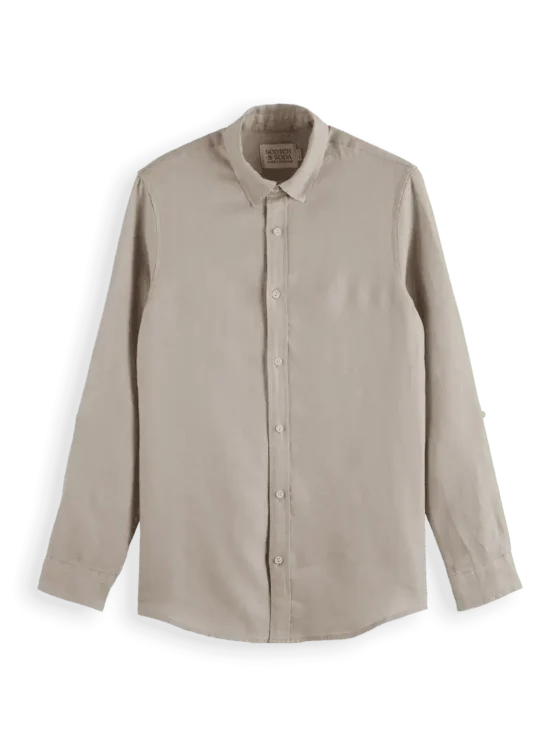 Scotch & Soda Regular fit linen shirt, Highway grey - Image 6