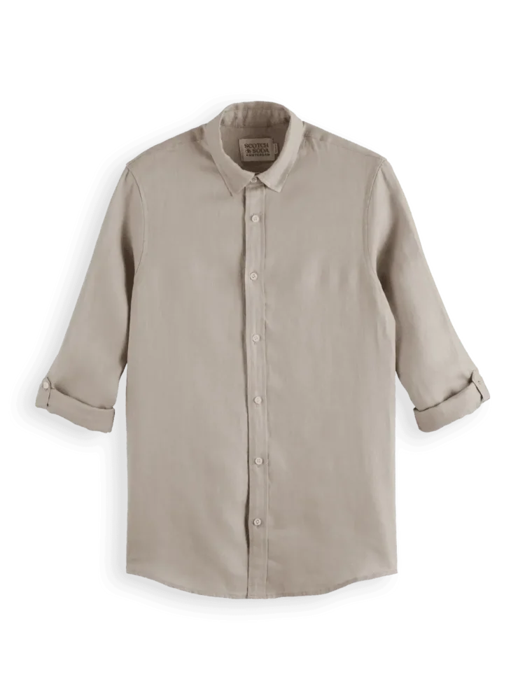 Scotch & Soda Regular fit linen shirt, Highway grey - Image 8