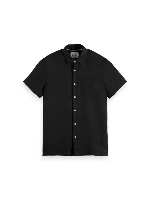 180572 Scotch & Soda Short sleeve 100% linen shirt, Black