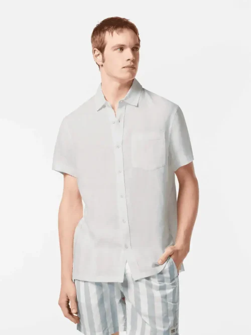 180572 Scotch & Soda Short sleeve 100% linen shirt, White