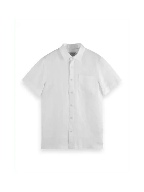 180572 Scotch & Soda  Short sleeve 100% linen shirt, White - Image 5