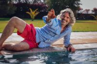 Alternative view of A Fish named Fred : Swimshort Palm tree, Bright pink