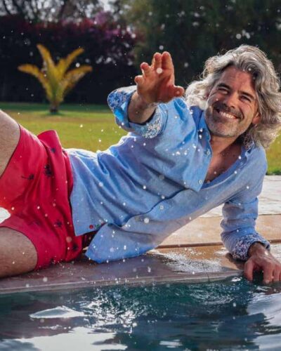 Alternative view of A Fish named Fred : Swimshort Palm tree, Bright pink