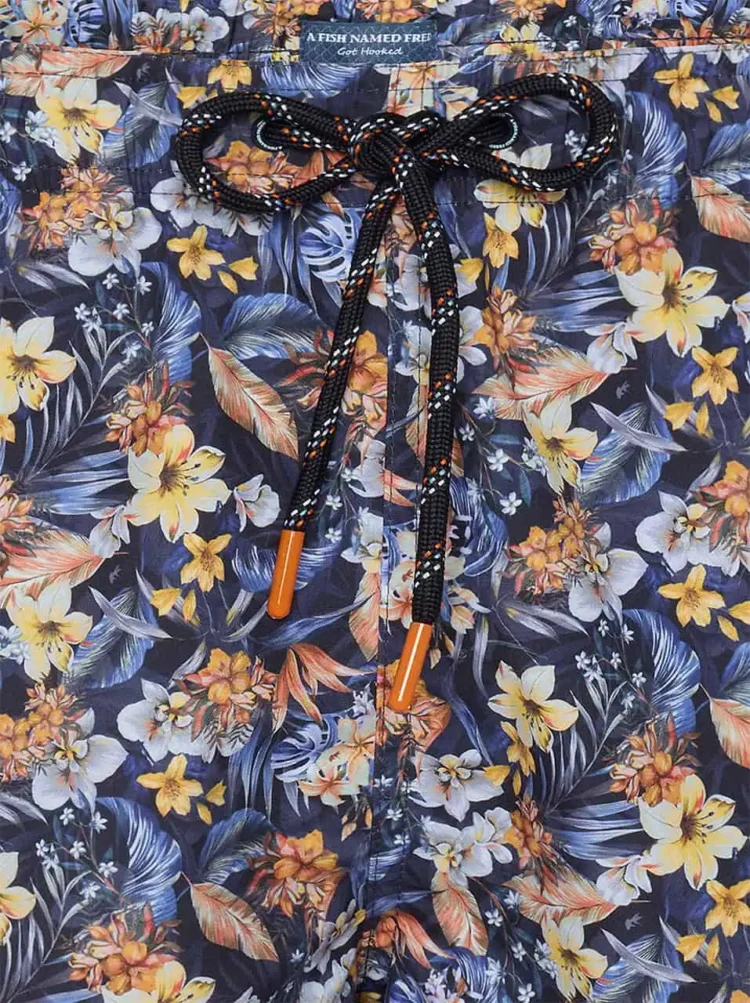 A Fish named Fred : Swimshort Floral, Navy - Image 3