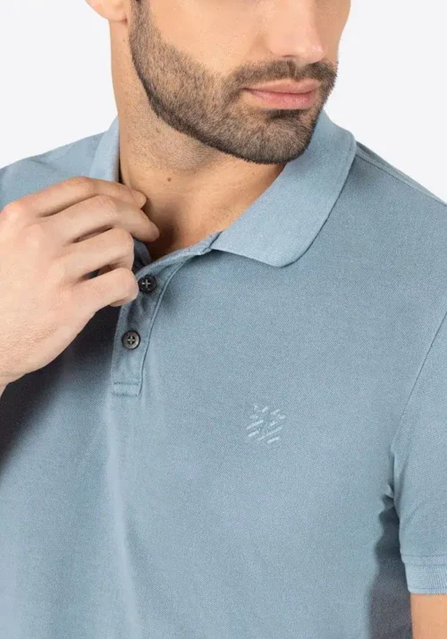 Timezone - Garment Dye Polo Shirt, Dove blue - Image 4