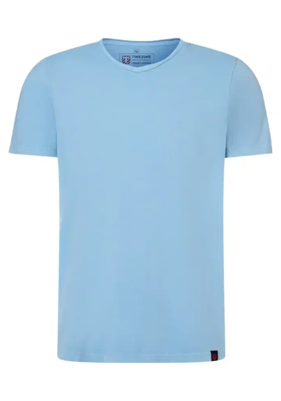 Timezone - Garment Dye V-Neck T-Shirt, Light blue - Image 5