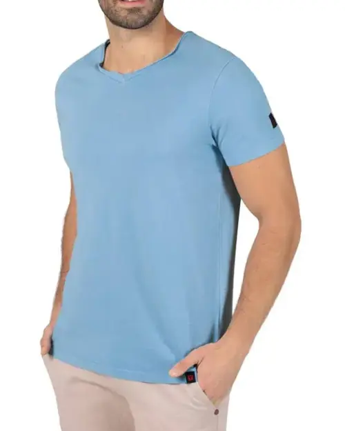 Timezone - Garment Dye V-Neck T-Shirt Light blue